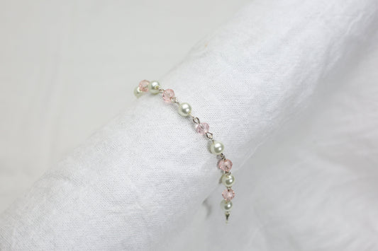 White and Pink Gem Bracelet